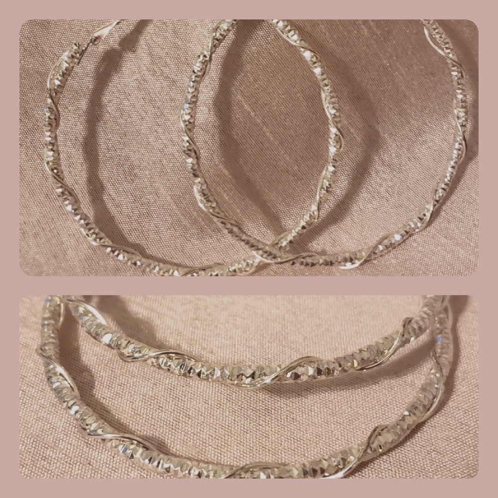 Large silver metal hoops